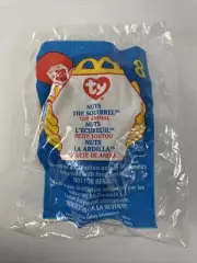 New Unopened & Sealed: McDonalds 1998 Ty Beanie Babies Nuts Squirrel Plush Toy
