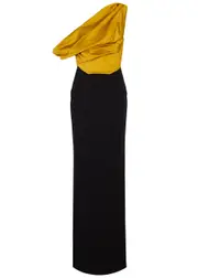 Solace London Kara Satin and Crepe Maxi Dress - Gold - 14 (UK14 / L) 14 (UK14 / L)
