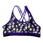 Under Armour Girls Heatgear Sports Bra Purple Yellow Geometric Crossback XL New