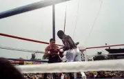 Azumah Nelson Looks To Throw A Punch Against Jeff Fenech 1 Old Boxing Photo