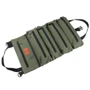 Roll Up Tool Bag, Multi-Purpose Tool Roll Organize, 5 Zippered Tool Pockets (Green)