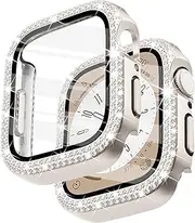 Surace 40mm Case Compatible with Apple Watch Case with Screen Protector, Bling Diamond Overall Protective Case Compatible with Apple Watch Series 6/5/4 SE, 40mm, Starlight