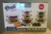 GOURMET EDGE FRESH GLASS 20 PIECE CONTAINER SET INCLUDING LOCKING LID NEW IN BOX