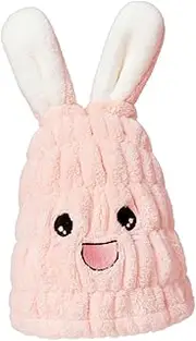 SAFIGLE Rabbit Ear Absorbent Hair Towel Wrap for Quick Drying Microfiber Hair Cap Cartoon Design for Home Use and Travel Soft and Comfortable Hair Drying
