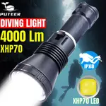 PUTEER DV50 強力 XHP70.2 潛水燈水下手電筒用於水肺潛水手電筒釣魚 IPX8 防水