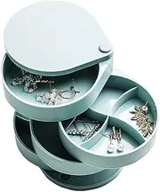 [AIMALL] IMALL Multilayer Rotatable Jewelry Organizer Box, Compact ABS Storage Case for Earrings and Rings, Dust-Proof Moisture-Resistant