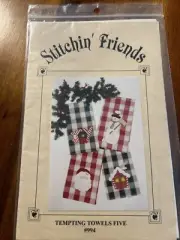Tempting Towels 5 Pattern #994 Stitchin Friends Christmas Santa Snowman Joy