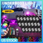 20 Pods RGB LED Rock Lights Underglow kit w/APP&Remote Control For Car Jeep SUV