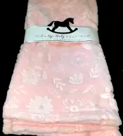 New!! Baby Girls Pink Plush EMBOSSED "Rock a Bye Baby" BLANKET sz 30" x 40" NWT