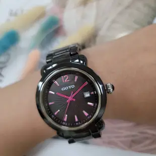 GOTO Aurora 精密陶瓷時尚手錶-黑x桃