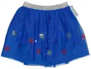 Girls Cat & Jack Girls Size Cobalt Blue Americana Sequin Stars Tutu Skirt XL 14