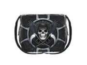 NEMESIS NOW JAMES RYMAN BIKER SKULL SHOULDER BAG - BLACK CANVAS