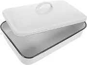 Gatuida Food Preservation Tray Replacement Wear-resistant Baking Tray Reusable Heat-resistant Baking Pan Non-stick Baking Tray Cooking Roast Baking Dishes for Oven Ovenproof White Enamel