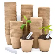 Biodegradable Seedling Pots 3.15" - 120 Pack with 30 Labels for Germination