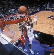 Toronto Raptors Tracy McGrady getting rebound vs Los Angeles Clipp- Old Photo