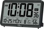Auto Set Digital Wall Clock Battery Operated, Desk Clocks with Temperature, Humi