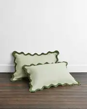 Sage & Olive 100% French Flax Linen Scalloped Pillowcases (Set of Two)