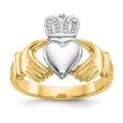 14k Two-tone Gold Mens Claddagh Ring