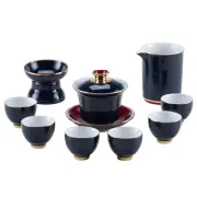 Complete Tea Set Gaiwan Porcelain Matching Tea Cup Pitcher Filter Net Holder New