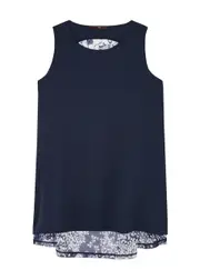 High With Grace Lace-panelled Cotton top - Blue - XL (UK16 / XL) XL (UK16 / XL)
