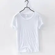 Men's Lightweight Breathable 100% Cotton Slim-fit Retro Raw Edge Casual O-Neck T-Shirt white M