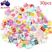 30pcs Mixed Slime Charms Kawaii Candy Lollipop Assorted Resin DIY Decoration
