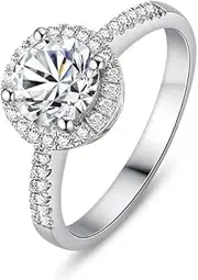 [Generic] 1PCS Round Cut Solitare Cubic Zirconia Engagement Ring for Women | Fake Wedding Ring for Women | Fake Engagement Ring | Promise Ring for Her