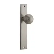 Iver Guildford Door Knob on Rectangular Backplate Satin Nickel
