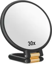 30x Magnifying Mirror, Travel Hand Mirrors with Handle, Double Side Handheld Mir