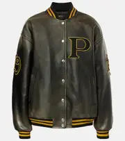 [Prada] Prada Leather varsity jacket AU 10 black