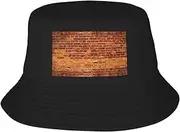 [FSCEV] Industrial Brick Wall Background Adult Double-Layer Fisherman Hat Women Men Beach Sun Hat Travel Foldable Brim Fishing Black, Black, One size