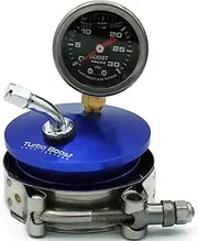 2.5" Turbo Boost Leak Tester End Cap- 6061 Billet Aluminum- Tire Schrader Valve- 30 PSI Boost Gauge -