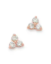 Bloomingdale's Fine Collection Diamond Three-Stone Stud Earrings in 14K Rose Gold, 0.20 tcw