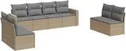 vidaxl 8-Piece Poly Rattan Garden Sofa Set - Beige Lounge with Modular Design and Washable Cushions for Patio or Terrace use