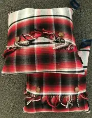 NWT SET OF 2 Pendleton Home Plaid Feather Pillow Button Red Grey 18"