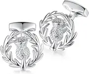 [HONEY BEAR] Scortland Thistle Flower Cufflinks for Mens - Round Stainless Steel, for Business Wedding Gift,Black with Silver Be the first to review t