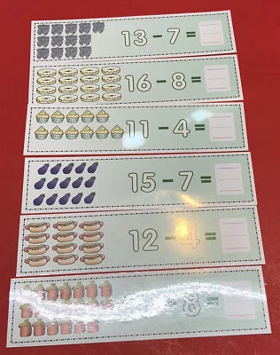 21 Wipe N Write Strips - Subtraction to 20 - Math Manipulative Prek Preschool