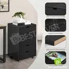 Filing Document Organiser Chest Home Office Storage Cupboard Printer Stand Black
