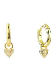 [Georgini] Sweetheart Sparkly Heart Mini Drop Hoops Earrings in Gold