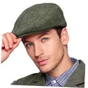 Herringbone Flat Ivy Newsboy Cap for Men Classic Wool Small-Medium 004 Green