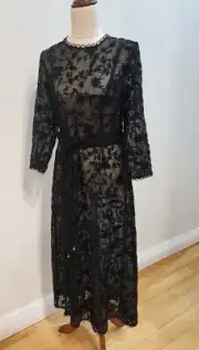 Zimmermann Black Embroidered Dress with removable tassel belt. NEW Sz 2 NEW Tags
