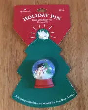 Hallmark PIN Christmas Snowman Snow Water globe NEW