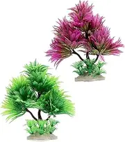 2pcs Water Plants Set Faux Greenery Stems Artificial Aquarium Plants Fish Tank Ornament Aquarium Decor Artificial Grass Outdoor Outdoor Greenery Fish Tank Grass Ceramic Base