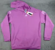 Adidas Women Sweatshirt Gear Up Hoodie Pockets Tech Fleece Purple SZ M NWT