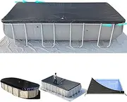 SIHAIAN 16x28Ft Rectangular Pool Cover with Side Storage for Oval and Rectangular Above Ground Pool, One-Piece Solar Oval Pool Cover, Preventing Waterlogging, UV and Weather Resistant WP:10000kPa+