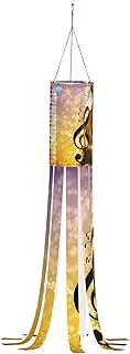 Piano Violin Music Notes Print Vibrant Halloween Windsock 40-Inch Festive Outdoor Decor for Spooky Atmosphere