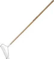 Berry&Bird 14-Tines Gardening Bow, 158cm/63in Heavy Duty Garden Rake, Stainless Steel Earth Rake with Wooden Long Handle, Raking Tool for Lawn Loosening Weeding and Leaf Removal