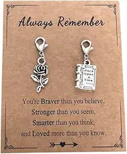 [AMOBESTER] Mini Fairy Tale Book Clip on Charms Flower Zipper Pull Charms for Chain Necklaces Bracelets Keychain, Zinc, No Gemstone