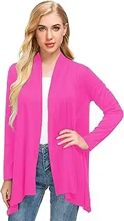 [Afibi] Women Open Front Lightweight Long Sleeve Soft Drape Cardigan