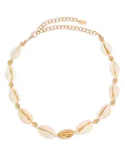 Ettika Out to Sea Cowrie Shell & 18K Gold Plated Necklace, 12.5